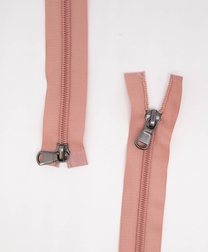 Plastic zipper with double slider detachable chain