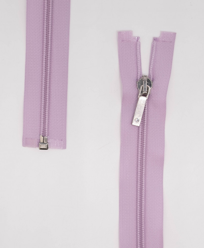 Plastic zipper with releasable chain and metal slider