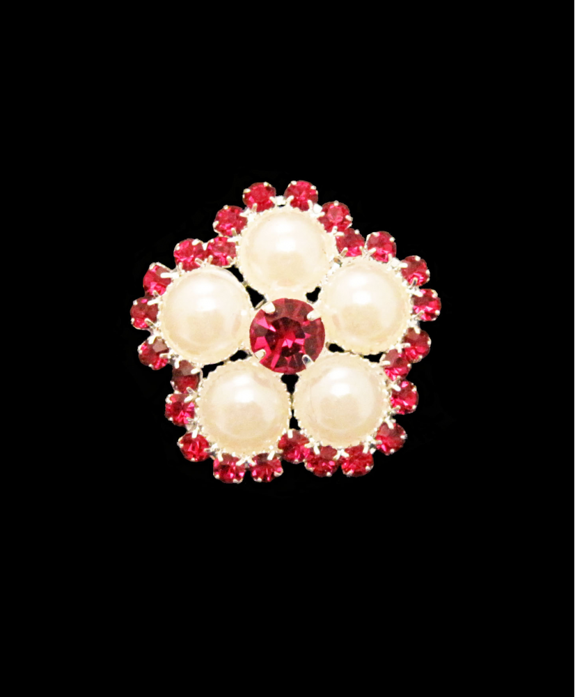 Jewel button with pearl and rhinestone