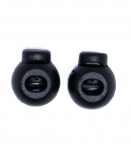 Black plastic cord retainer