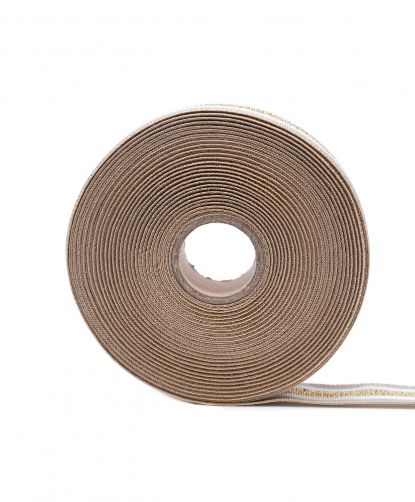 Nastro gros-grain rigato con lurex oro